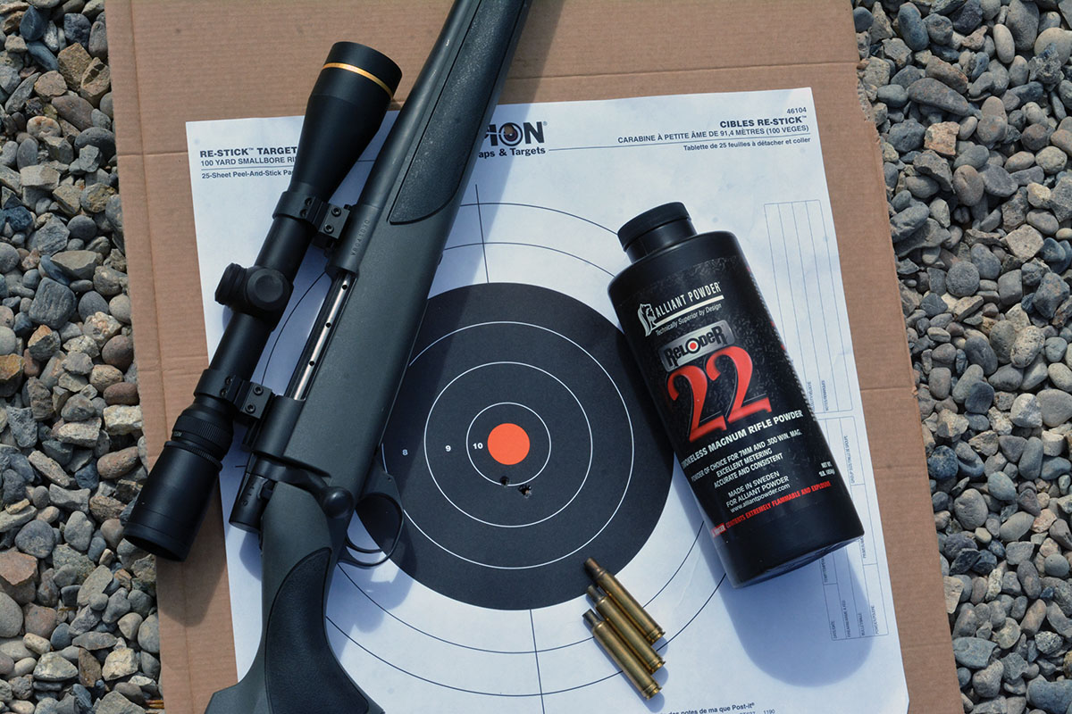 The Vanguard Synthetic 240 Weatherby proved accurate with many factory loads and handloads, including the Nosler 100-grain Partition bullet pushed to 3,365 fps using Alliant Reloder 22 powder. The 240 Weatherby has a maximum overall cartridge length of 3.100 inches.